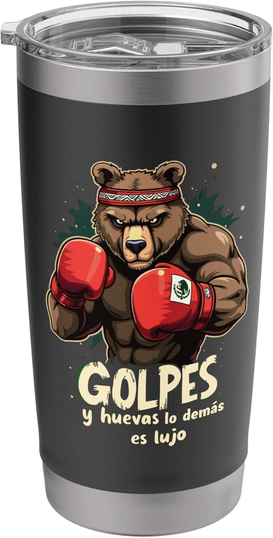 Golpes Y Huevas Lo Demás Es Lujo Boxing Stainless Steel Insulated Tumbler